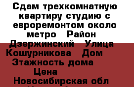 Сдам трехкомнатную квартиру-студию с евроремонтом около метро › Район ­ Дзержинский › Улица ­ Кошурникова › Дом ­ 8 › Этажность дома ­ 16 › Цена ­ 23 000 - Новосибирская обл., Новосибирск г. Недвижимость » Квартиры аренда   . Новосибирская обл.,Новосибирск г.